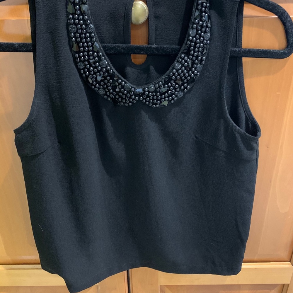 Black crop top with black beaded collar